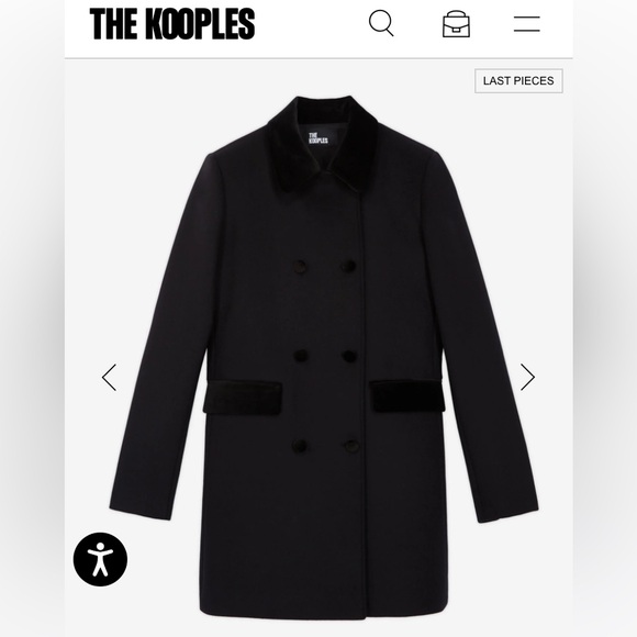 NWT The Kooples Cashmere and Wool Velvet Button double breasted Jacket Coat - Picture 10 of 17